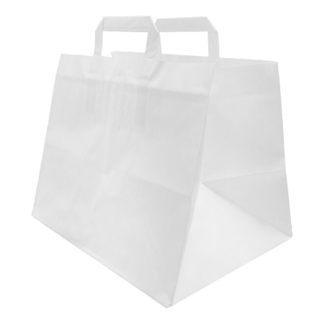Bolsa papel Blanco – Asa plana 32 x 22 x 25 cm.