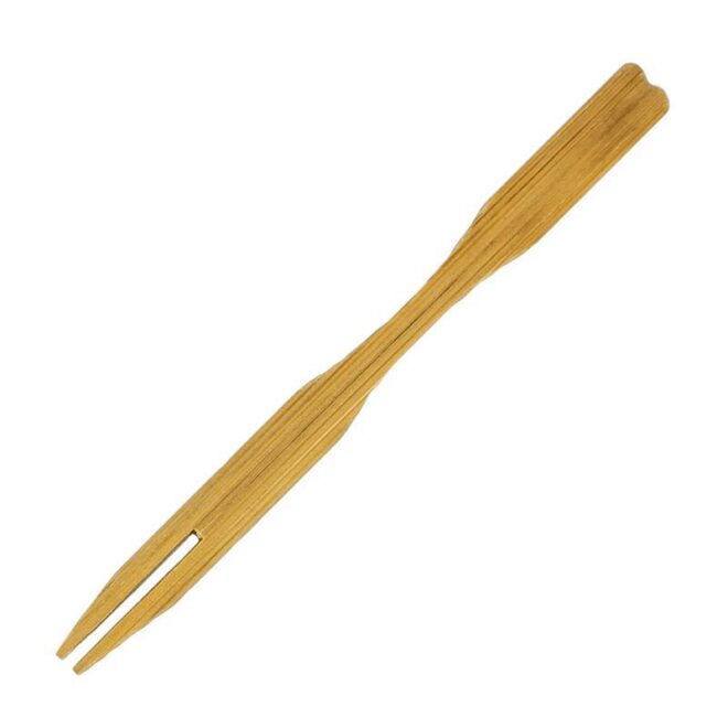 Tenedor mini cocktail bambú 9 cm.