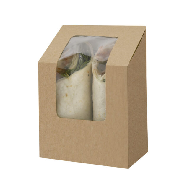 Envase Wrapp con ventana de celulosa Kraft/Blanco 9 x 5 x 9/12