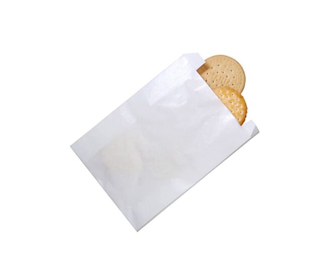 Bolsa de papel para bocadillo blanco 9 + 5 + 26 cm.