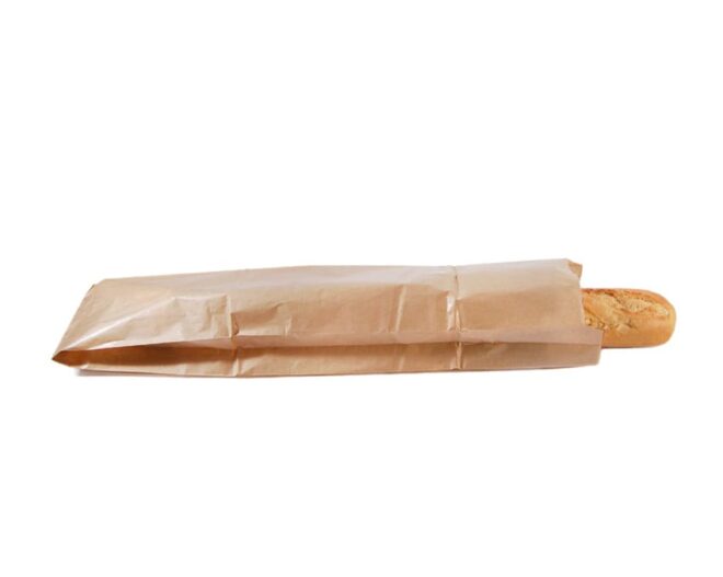 Bolsa de papel para baguette kraft 12 + 5 + 54 cm.